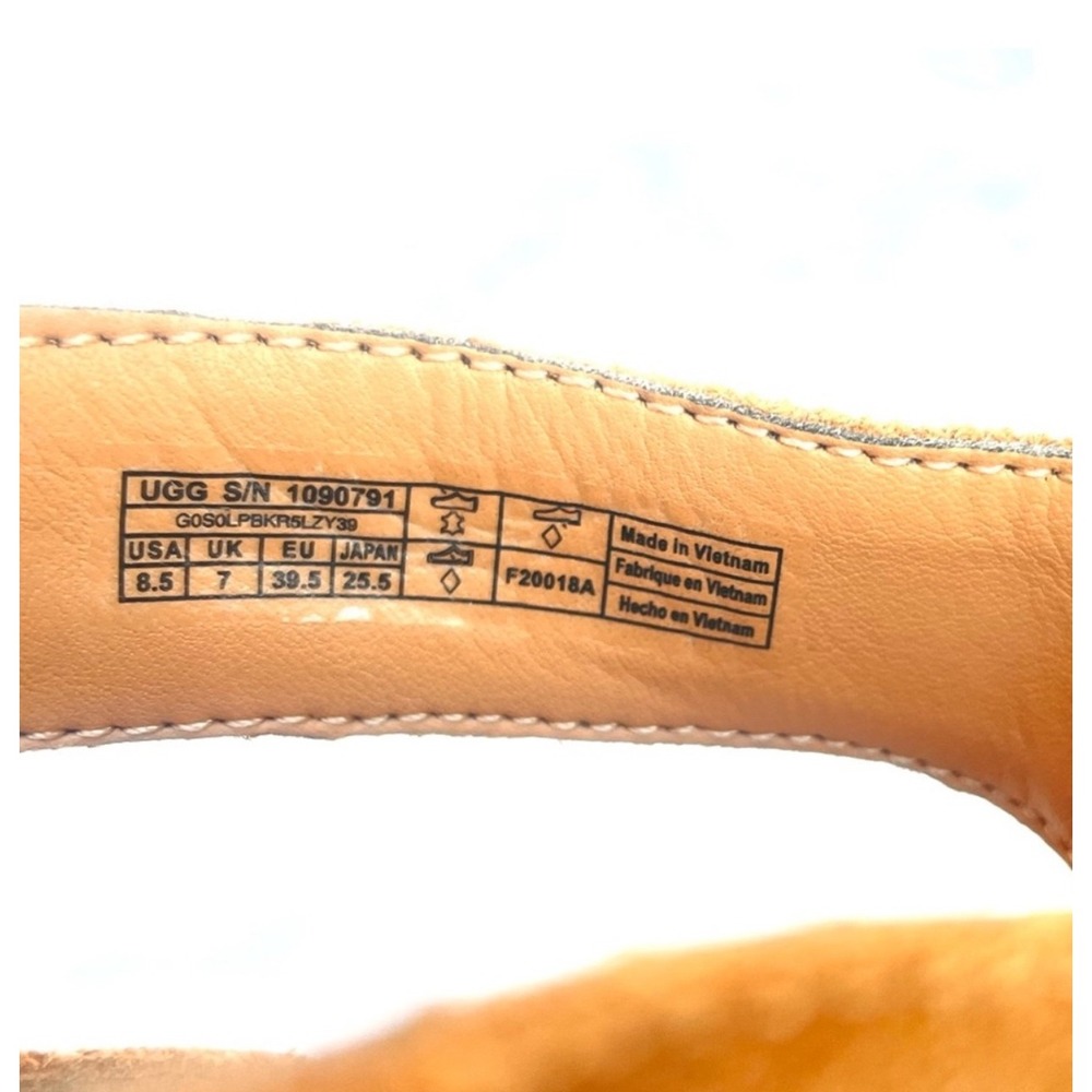 UGG Wedge Sandals Womens 8.5 Chestnut Whitney Suede Cork Platform Strappy Heel - Picture 4 of 8